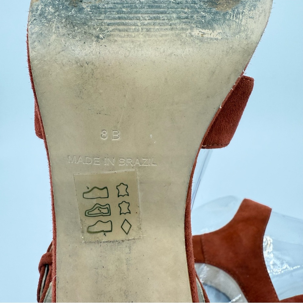 Barneys New York Suede Platform Sandals 8 Orange/Rust - Picture 16 of 16